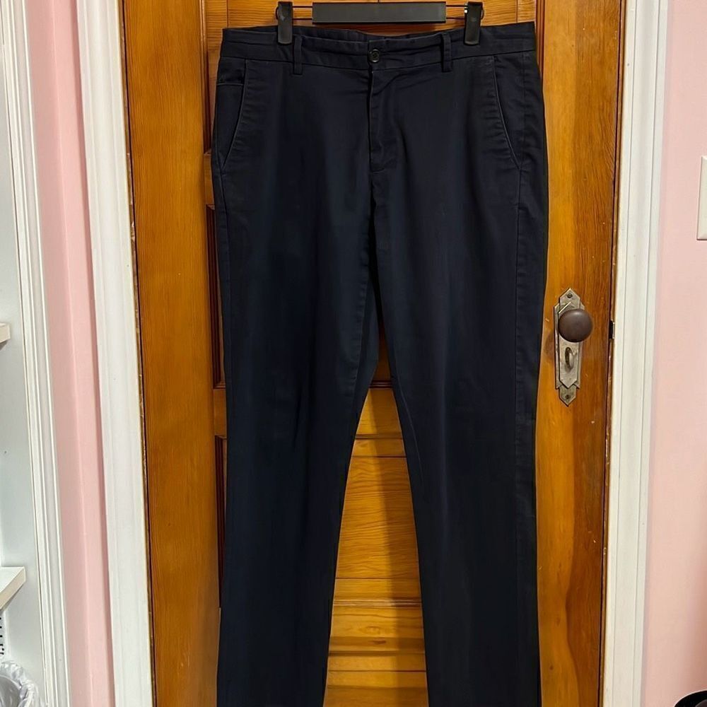 Zachary Prell Flat Front Navy Blue Tapered Leg Chinos Men’s Waist 34